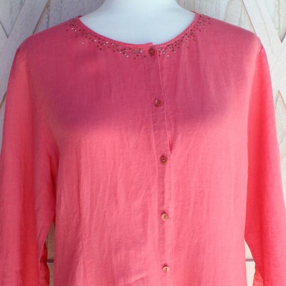 Eileen Fisher Irish Linen Button Up Tunic Top M - Picture 5 of 11